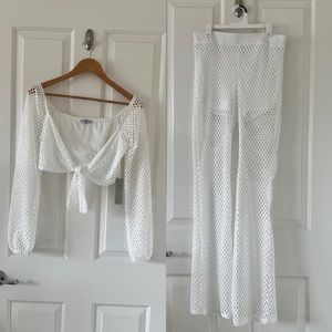 White Netted Pants & Top 2 Piece Outfit 🤍